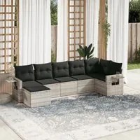 Set Divani da Giardino 7pz con Cuscini Grigio Chiaro Polyrattan 3220481