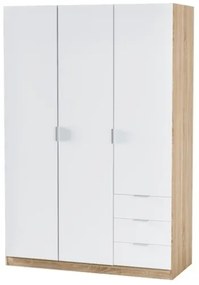 Armadio Guardaroba 3 Ante 3 Cassetti Con Barra Appendiabiti Bianco Artik Rovere Canadian