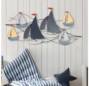 Decorazione da muro 120x60 cm barche a vela metallo