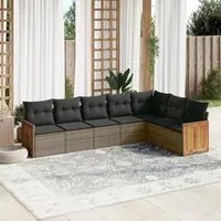 Set Divani da Giardino 7 pz con Cuscini Grigio in Polyrattancod mxl 92214