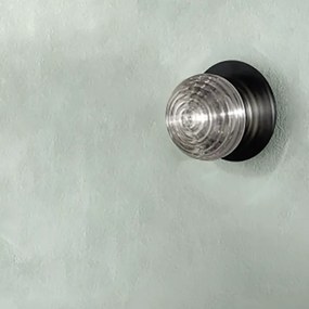 Applique TONDO D23 cm in vetro soffiato e metallo verniciato Fumč