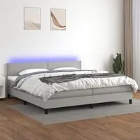 Letto a Molle Materasso e LED Grigio Chiaro 200x200 cm Tessuto cod mxl 56542