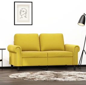 Divano a 2 posti giallo 120 cm in velluto