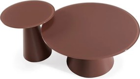 Set di tavolini da salotto rotondi marroni con piano in vetro 2 pz ø 80 cm Vida – MOME