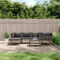 Set Divani da Giardino 7 pz con Cuscini Antracite in Polyrattancod mxl 76571