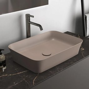 Lavabo da appoggio rettangolare in ceramica L 55 x P 38 x H 12.5 cm caffè