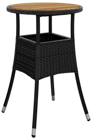 Set da pranzo da giardino 3 pezzi  nero polyrattan