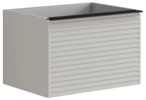 Mobile da bagno sotto lavabo Pixel stripes frontale grigio pastello e maniglia alluminio nero L 60 x H 40 x P 45.5 cm 2 cassetti, lavabo non incluso