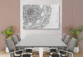 Stampa su tela – Mandala in tema invernale in bianco e nero