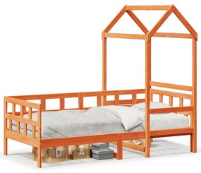 Dormeuse Con Tetto Marrone Cera 90x200 Cm Legno Massello Pino /