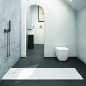 Kamalu - Piatto doccia in resina 80x100 effetto pietra | KR1000