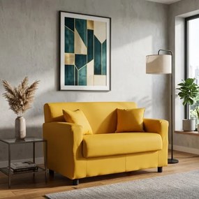 Divano 2 posti Giallo - tessuto sfoderabile 124 cm BOLOGNA