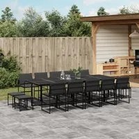 Set da Pranzo da Giardino 15 pz con Cuscini Nero in Textilene 3295086