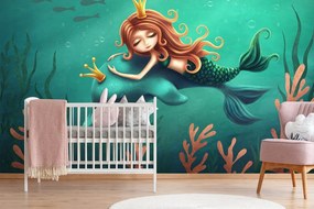 Carta da parati autoadesiva – Sirena con delfino