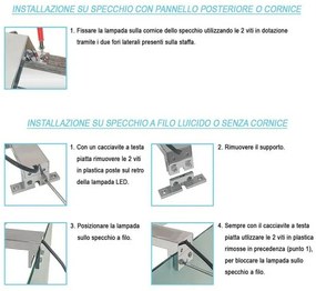 Lampada LED per specchio 18 cm cromo lucido con doppia installazione
