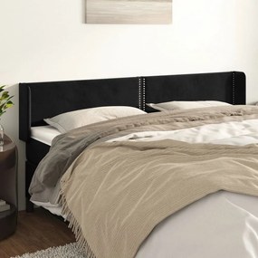 Testiera Ad Orecchio Nera 183x16x78/88 Cm İn Velluto /
