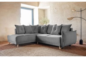 Divano letto in velluto a coste grigio (angolo sinistro) Lazy Lukka - Miuform
