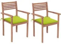 Sedie da Giardino 2 pz Cuscini Verde Brillante in Legno di Teak 3062273