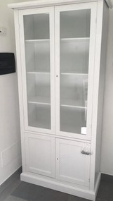 Vetrina classica in legno  bianco opaco 90x41x186 cm