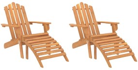 Sedie giardino adirondack poggiapiedi 2pz legno massello acacia