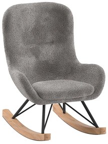 Sedia a dondolo grigia in tessuto bouclé ROCKY - Vipack