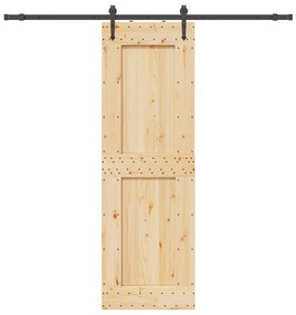 Porta Scorrevole Con Set Hardware 70x210 Cm Legno Massello Pino /