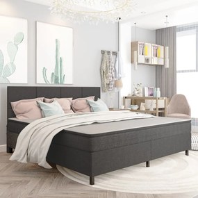 Letto A Molle Grigio Scuro İn Tessuto 200x200 Cm /