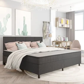 Letto A Molle Grigio Scuro İn Tessuto 200x200 Cm /