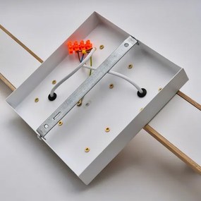 Lampadario a sospensione con filo CORTINA 4xE27/15W/230V bianco/quercia