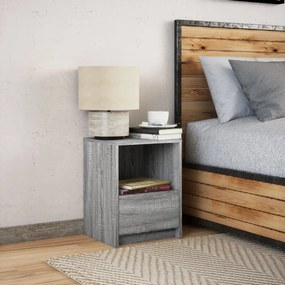 Comodino con luci led grigio sonoma in legno multistrato