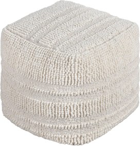 TESSA - pouf in lana avorio con decoro 40 x 40