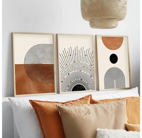 SET 3x Foto in cornice 50x70 cm beige/marrone