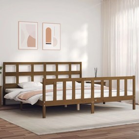Giroletto Con Testiera Ambra 200x200 Cm İn Legno Massello /