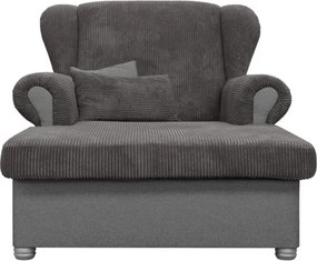 Chaise longue grigio tortora con rivestimento in velluto a coste Lord – Ropez