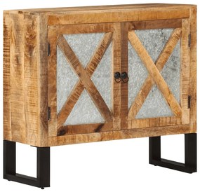 Credenza 80x30x71 Cm İn Legno Grezzo Massello Mango E Metallo /