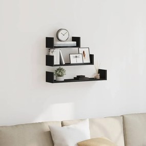 Mensole Parete 3pz Rovere Nero İn Legno Multistrato /