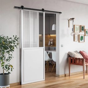 Porta scorrevole reversibile Atelier in alluminio bianco, L 86 x H 215 cm, con binario Loft