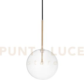 Equinoxe sospensione in vetro trasparente e ottone antico 1 luce at...