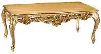 Tavolino barocco in foglia oro bronzo con piano in legno misura : l. 109 x h. 43 x p.57