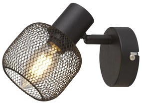 Applique Industrial-Nordico Meshy Acciaio Nero 1 Luce E14