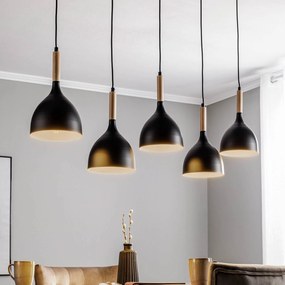 Luminex Lampada a sospensione Nanu legno lunga 5 luci nero