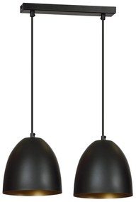 Lampadario 2 Luci Lenox In Acciaio Nero Con Cupole In Nero E Oro