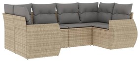 Set Divano da Giardino 6 pz con Cuscini Beige in Polyrattan