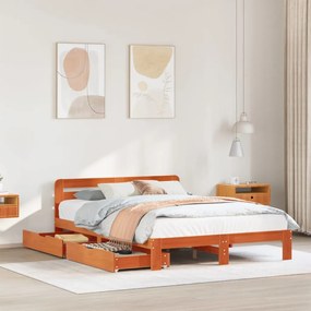 Giroletto Senza Materasso Marrone Cera 160x200 Cm Legno Di Pino /