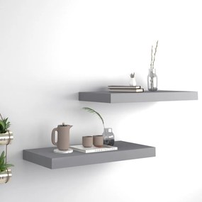 Scaffali A Parete 2 Pz Grigi 50x23x3,8 Cm İn Mdf /