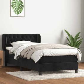 Giroletto A Molle Con Materasso Nero 90x220 Cm İn Velluto /