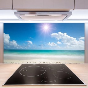 Pannello rivestimento parete cucina Paesaggio del sole della spiaggia del mare 100x50 cm