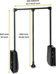 Appendiabiti regolabile per armadio 83 - 115 cm moka in Acciaio e Tecnoplastica