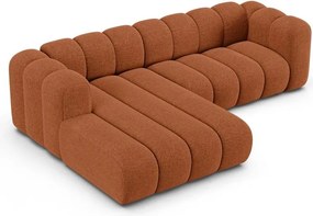 Divano angolare color mattone (con penisola a sinistra/con chaise lounge) con rivestimento in ciniglia Lupine – Micadoni