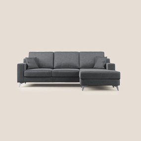 Michael divano moderno angolare con penisola in morbido velluto impermeabile T01 antracite Angolare Destro